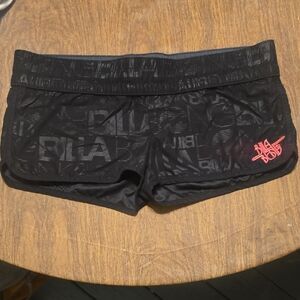 Billabong Black Athletic Shorts with Pink Logo - Women's